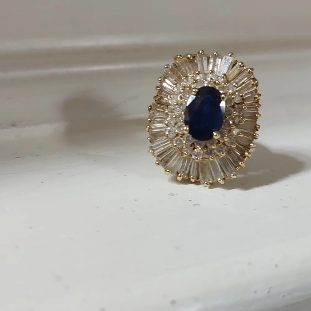 Levian 14kt yellow gold diamond blue sapphire ring - Picture 8 of 13